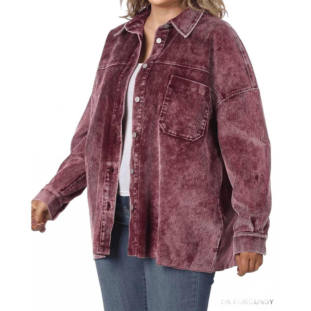 NEW ZENANA vintage vibes shacket in burgundy